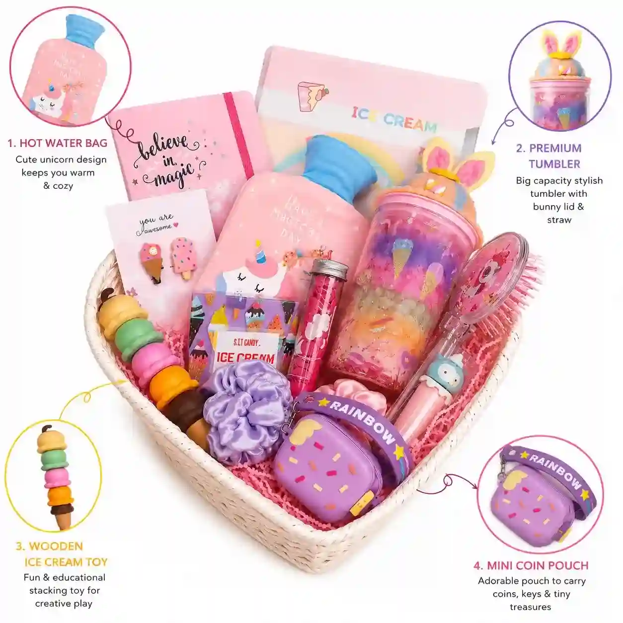 Cute Unicorn Stationery & Gift Basket Set